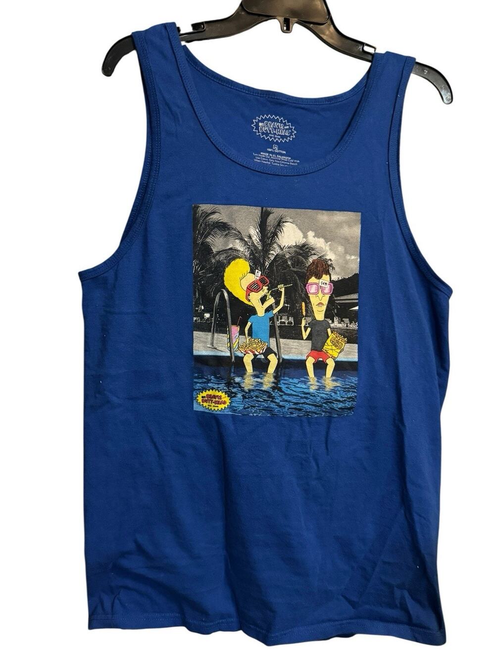 Mtv Beavis & Butthead Summer Pool Sleeveless Tank Top T-Shirt Medium 2016 Blue
